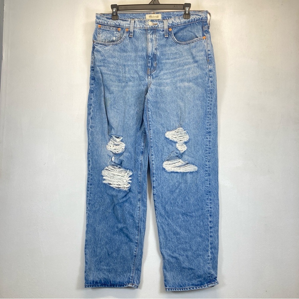 Madewell The Dadjean Medium Wash Blue Jeans Size 28 Distressed - Picture 1 of 16